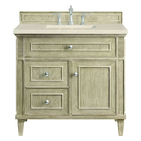 James Martin Vanities 36'' Single Vanity, Whitewashed Oak w/ 3 CM Eternal Marfil Quartz Top 424-V36-WWO-3EMR